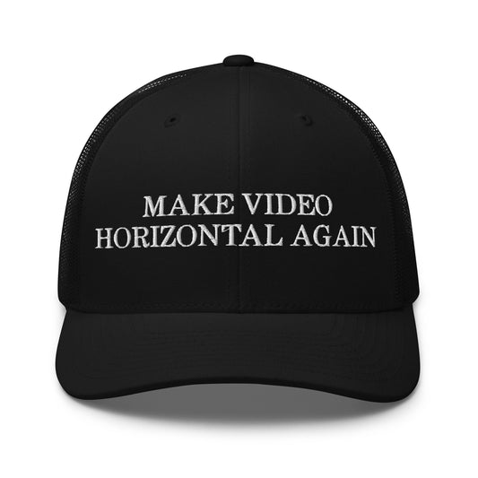 Make Video Horizontal Again Retro Trucker Hat Black