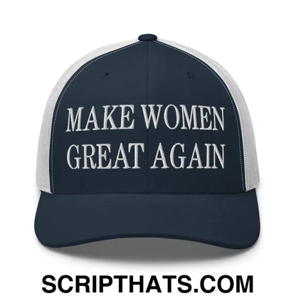 Make Women Great Again Embroidered Mesh Trucker Hat Navy White