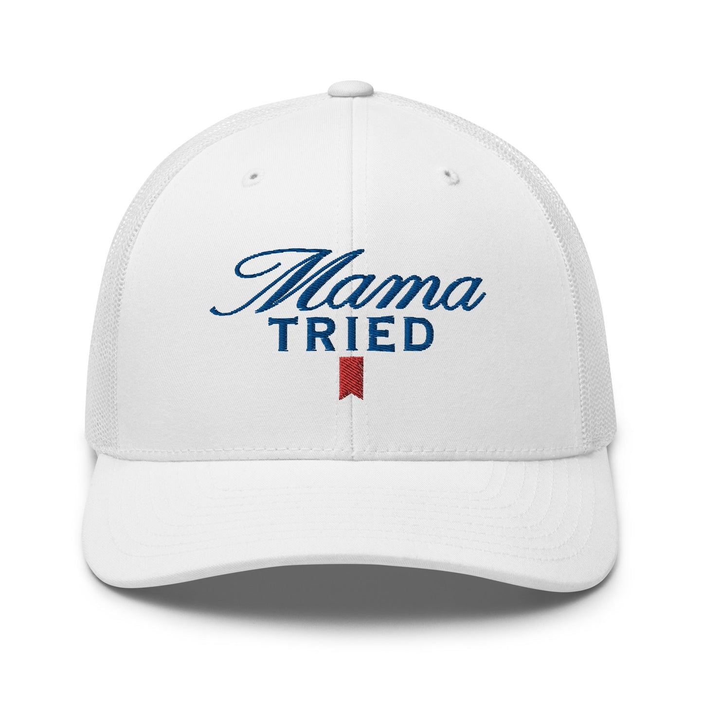 Mama Tried Parody II Retro Trucker Hat White