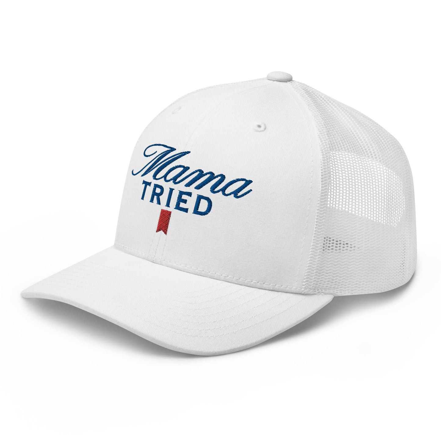 Mama Tried Parody II Retro Trucker Hat White