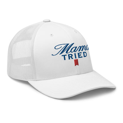 Mama Tried Parody II Retro Trucker Hat White