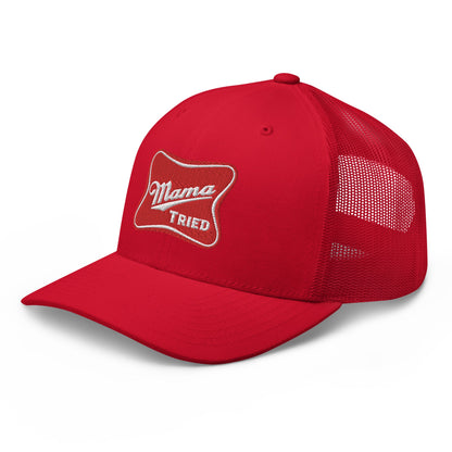 Mama Tried Parody III Retro Trucker Hat Red