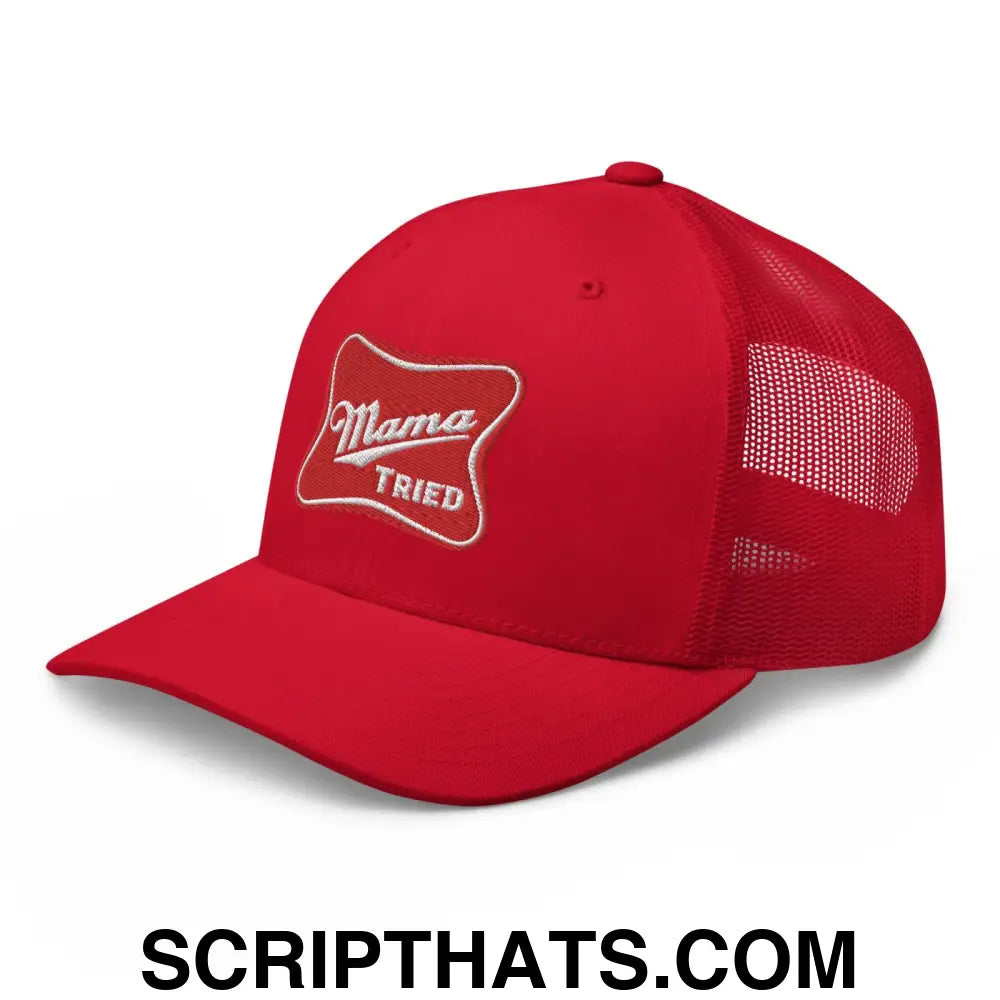 Mama Tried Parody III Retro Trucker Hat Red