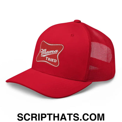 Mama Tried Parody III Retro Trucker Hat Red