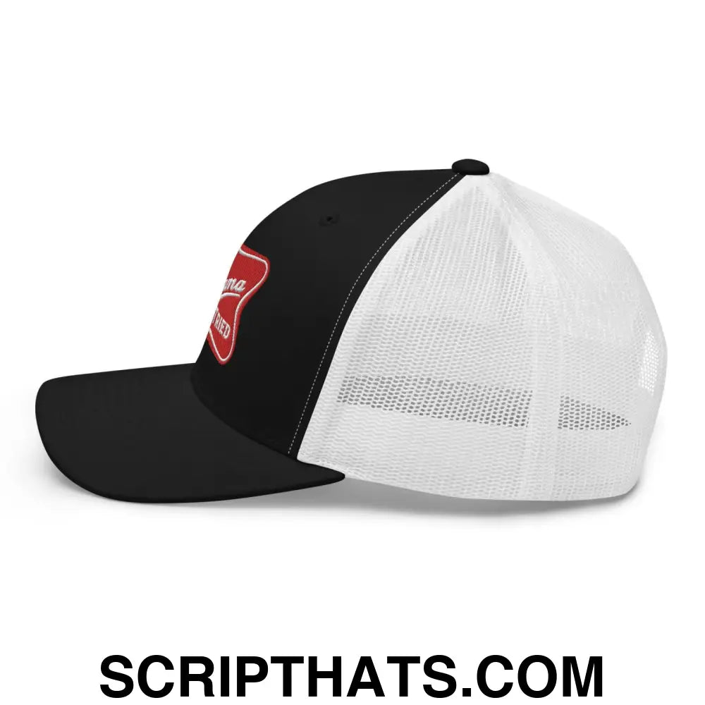 Mama Tried Parody III Retro Trucker Hat Black White