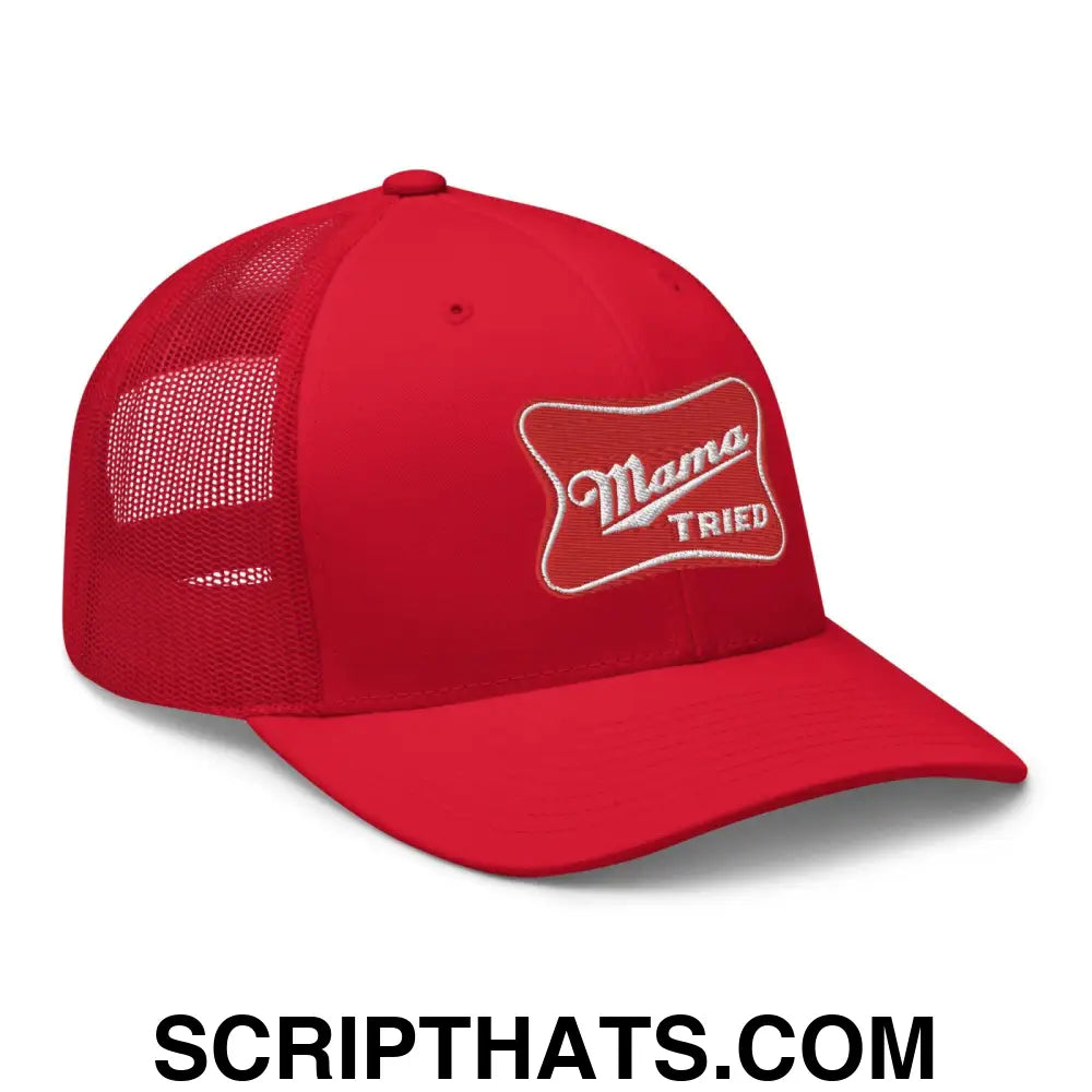 Mama Tried Parody III Retro Trucker Hat Red