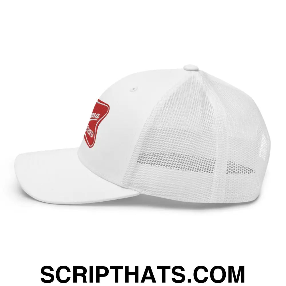 Mama Tried Parody III Retro Trucker Hat White