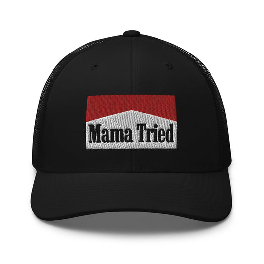 Mama Tried Parody Retro Trucker Hat Black