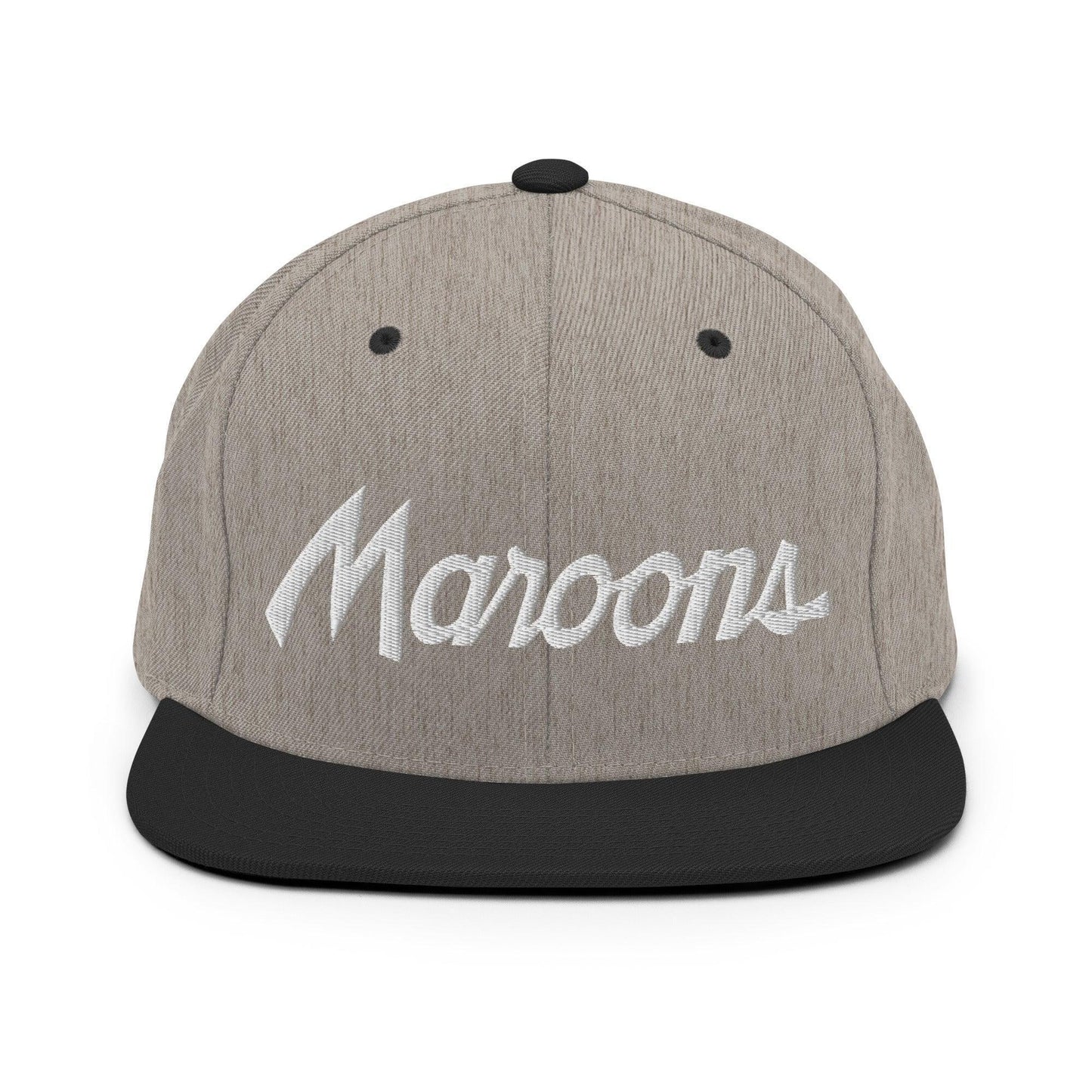 Maroons School Mascot Script Snapback Hat Heather Black