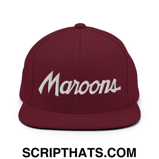 Maroons School Mascot Script Snapback Hat Maroon