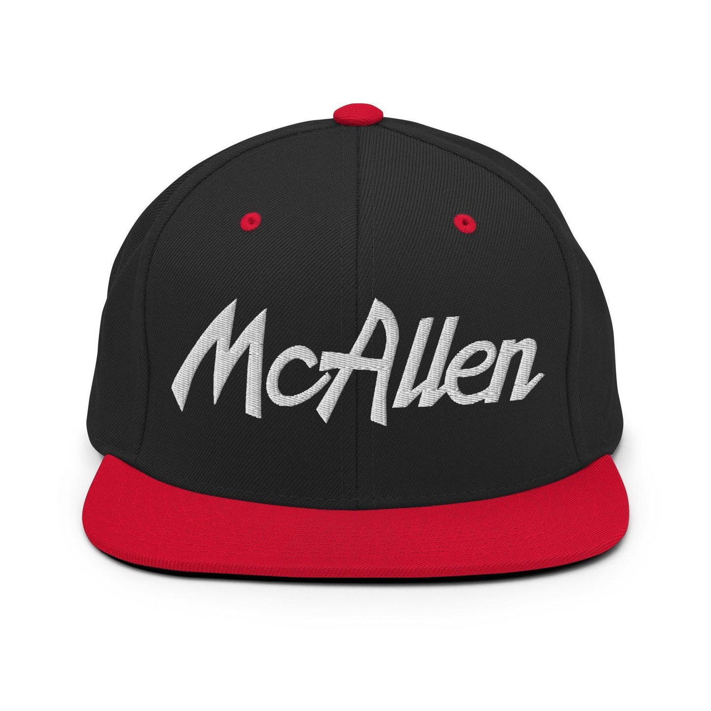 McAllen Script Snapback Hat Black Red