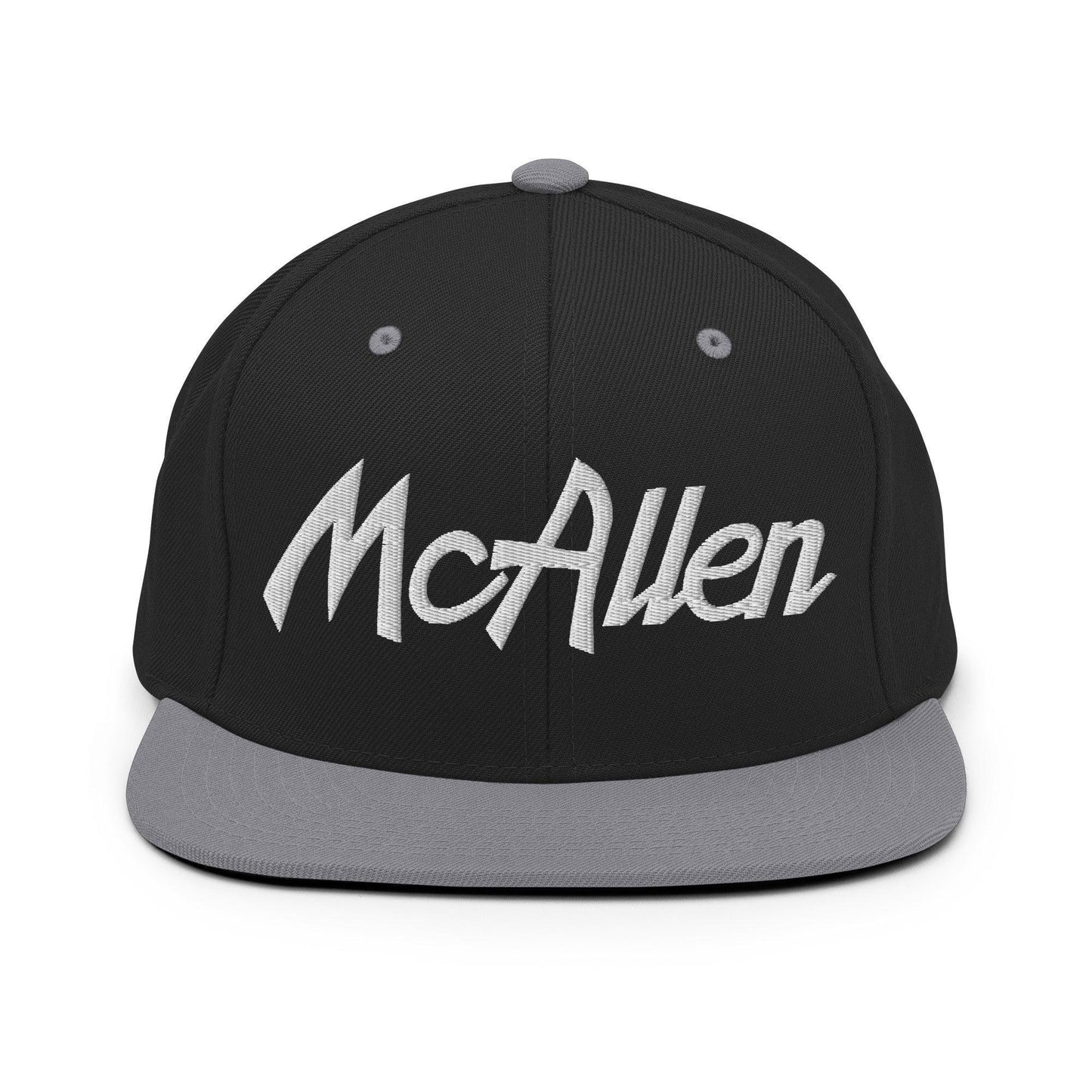McAllen Script Snapback Hat Black Silver