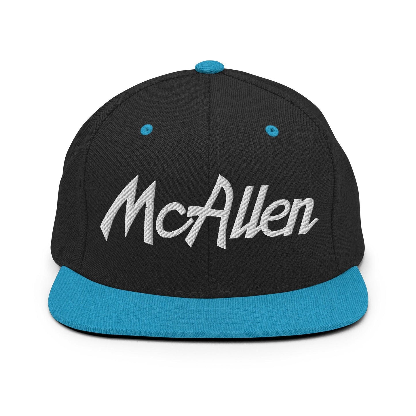 McAllen Script Snapback Hat Black Teal