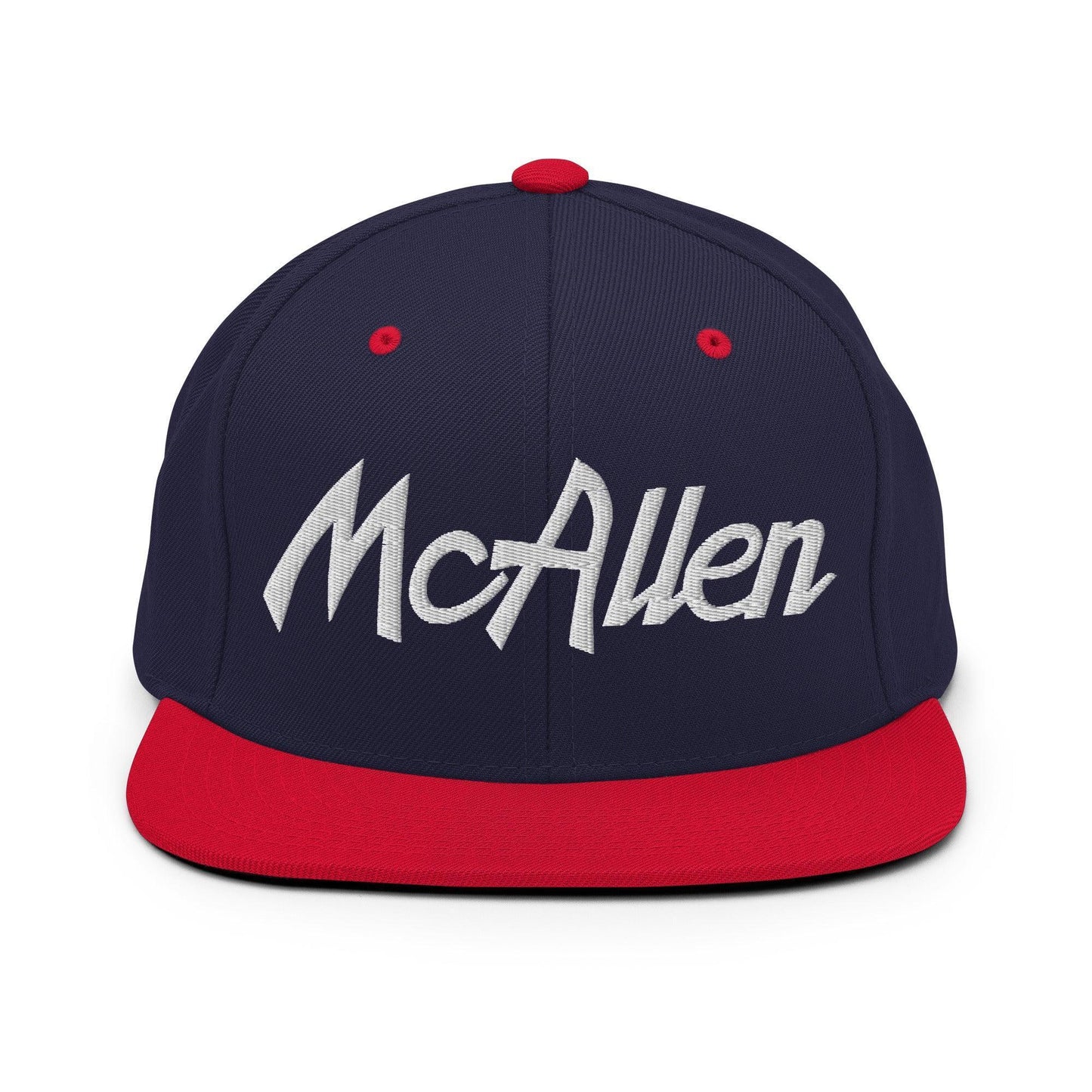 McAllen Script Snapback Hat Navy Red