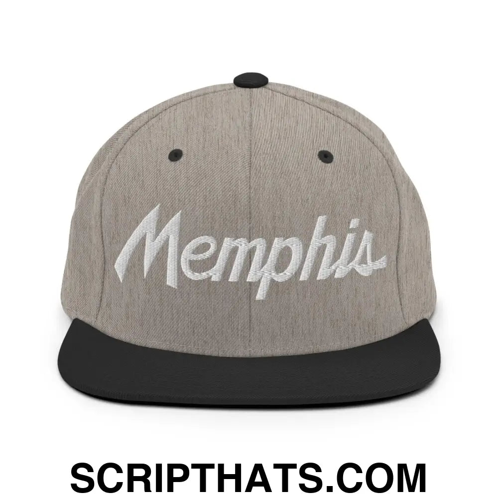 Memphis Script Snapback Hat Heather Black