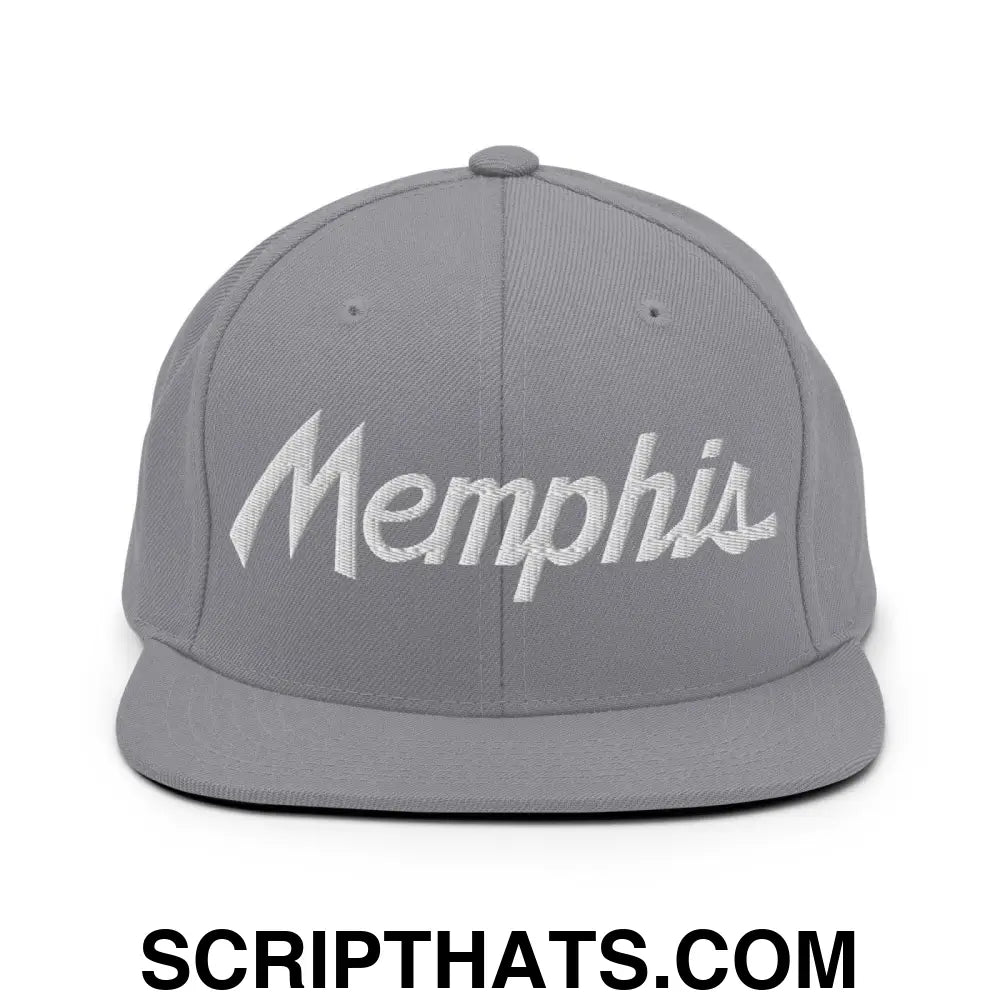 Memphis Script Snapback Hat Silver