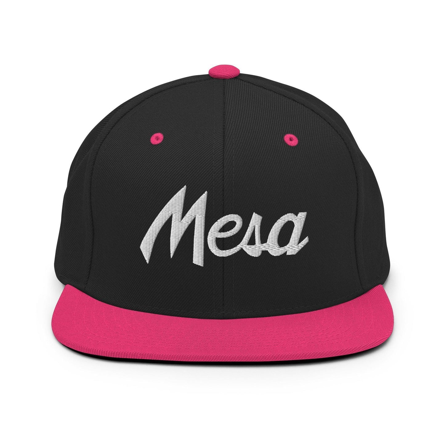 Mesa Script Snapback Hat Black Neon Pink