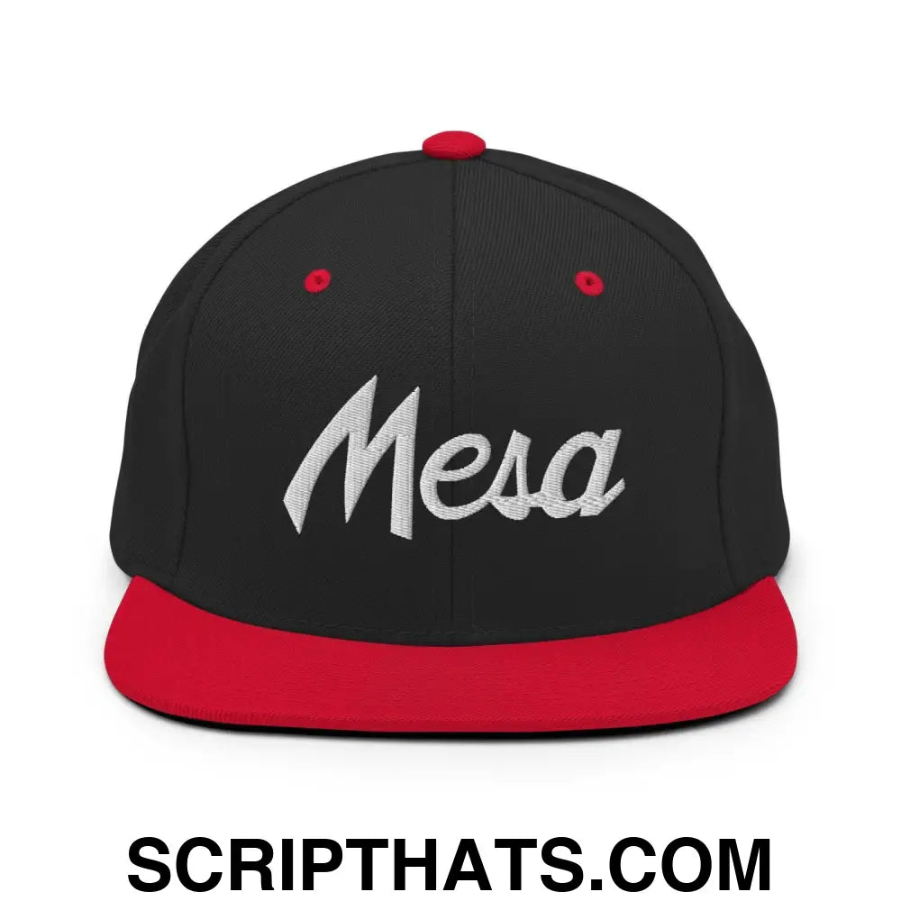 Mesa Script Snapback Hat Black Red