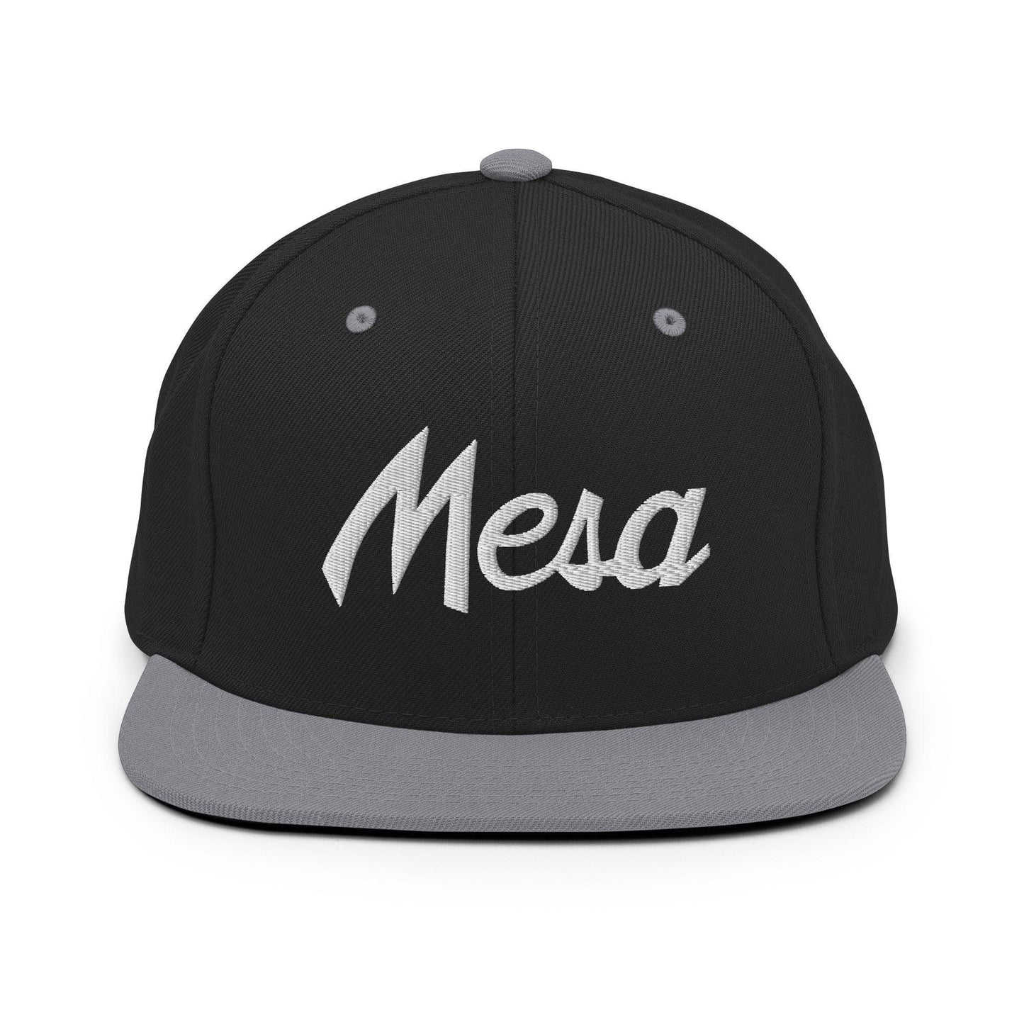 Mesa Script Snapback Hat Black Silver