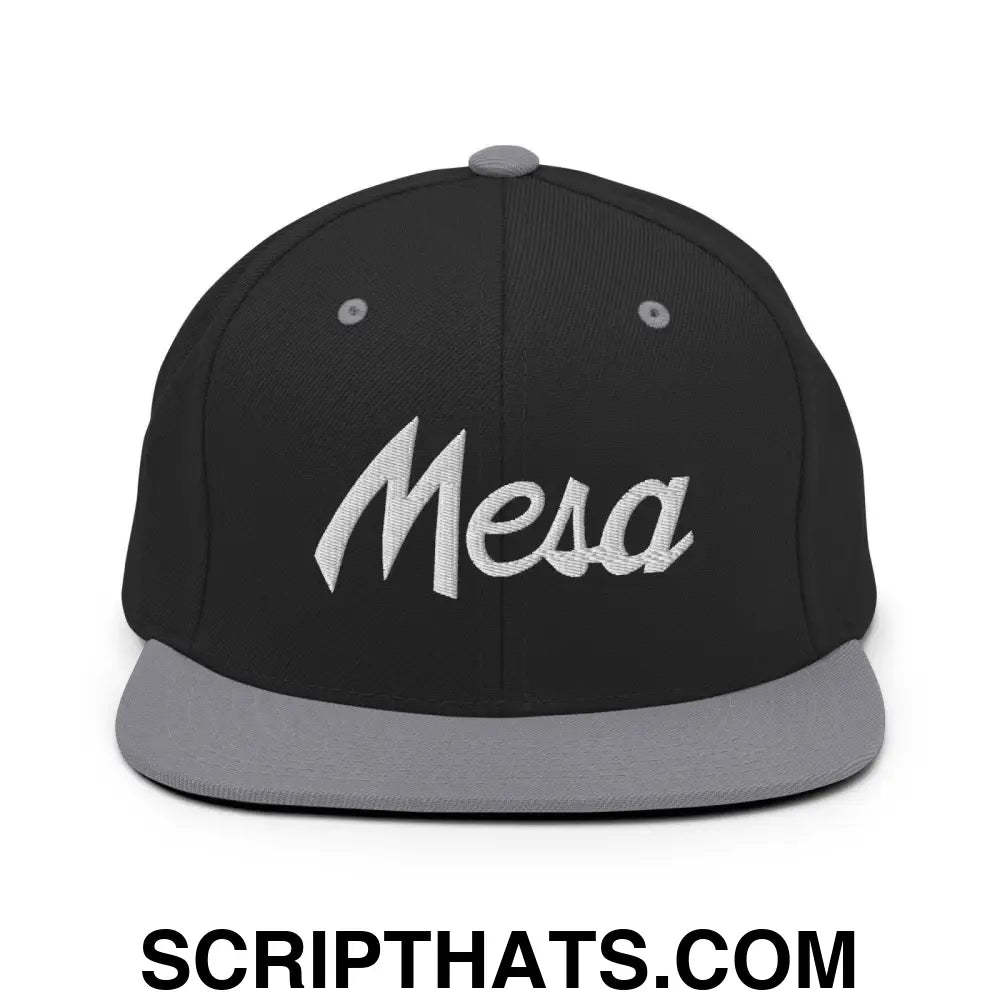 Mesa Script Snapback Hat Black Silver