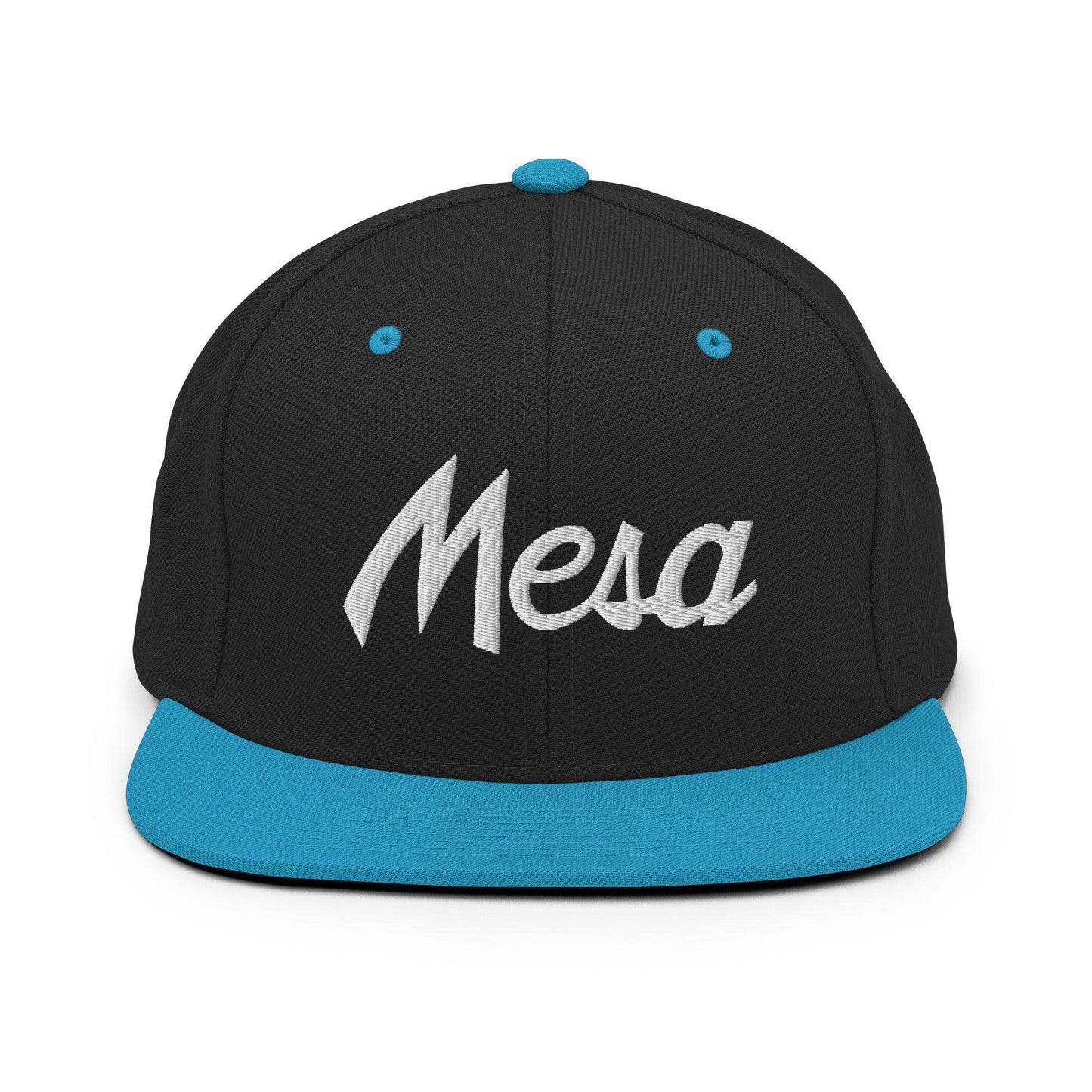 Mesa Script Snapback Hat Black Teal