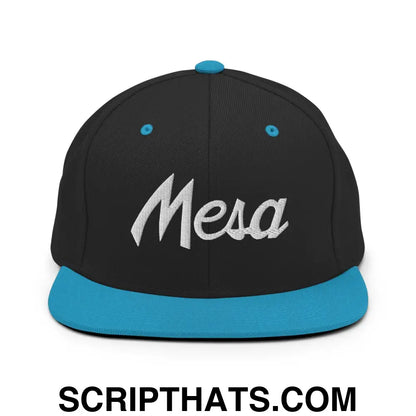 Mesa Script Snapback Hat Black Teal