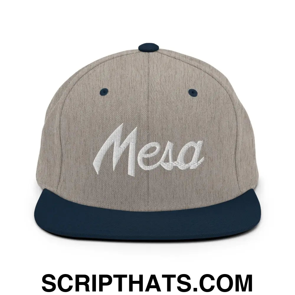 Mesa Script Snapback Hat Heather Grey Navy