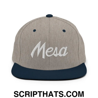 Mesa Script Snapback Hat Heather Grey Navy