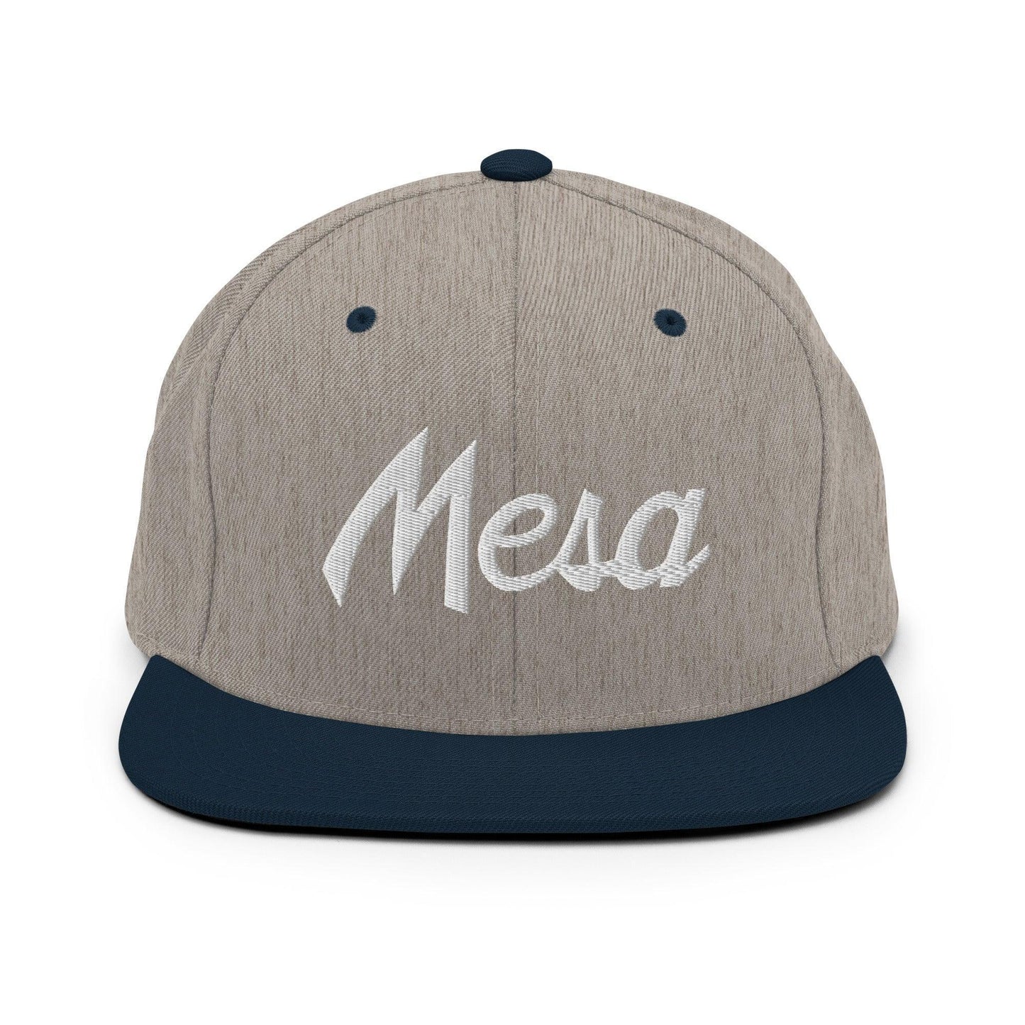 Mesa Script Snapback Hat Heather Grey Navy