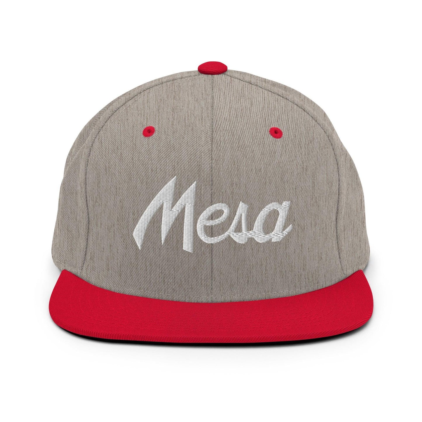 Mesa Script Snapback Hat Heather Grey Red