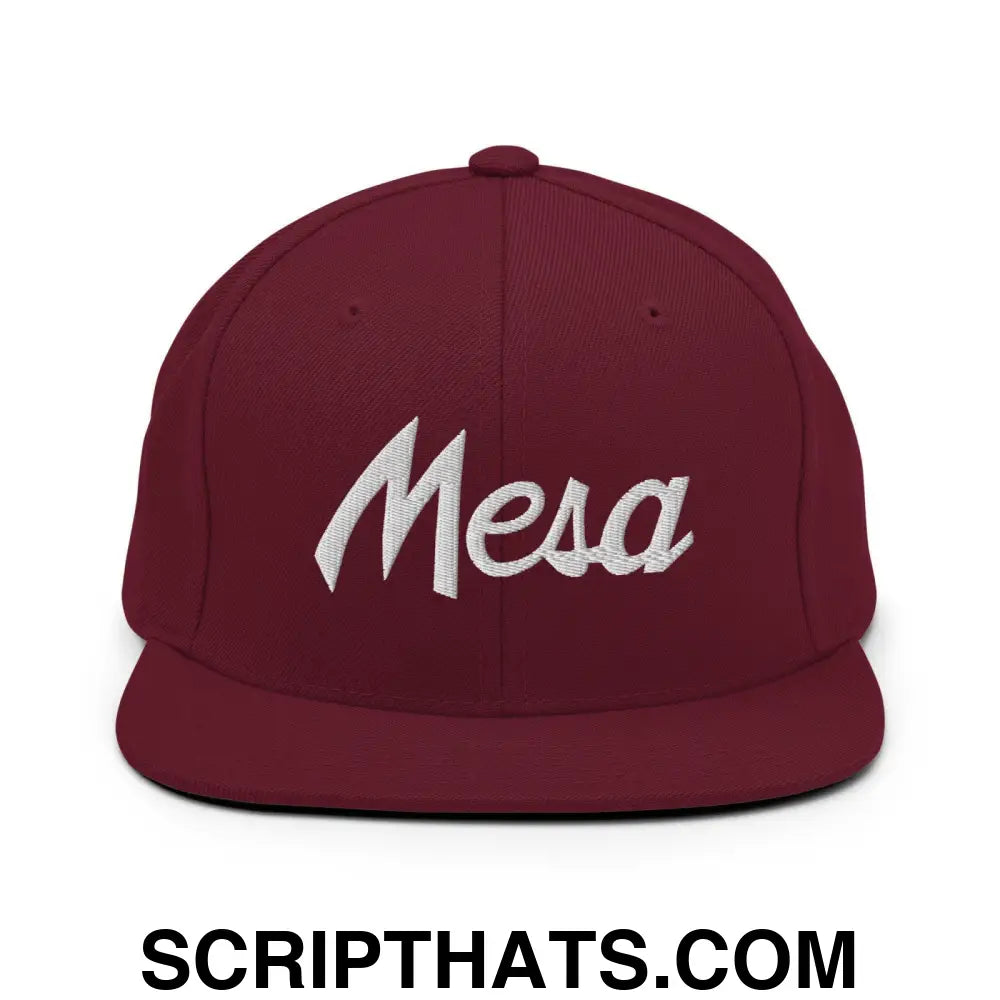 Mesa Script Snapback Hat Maroon