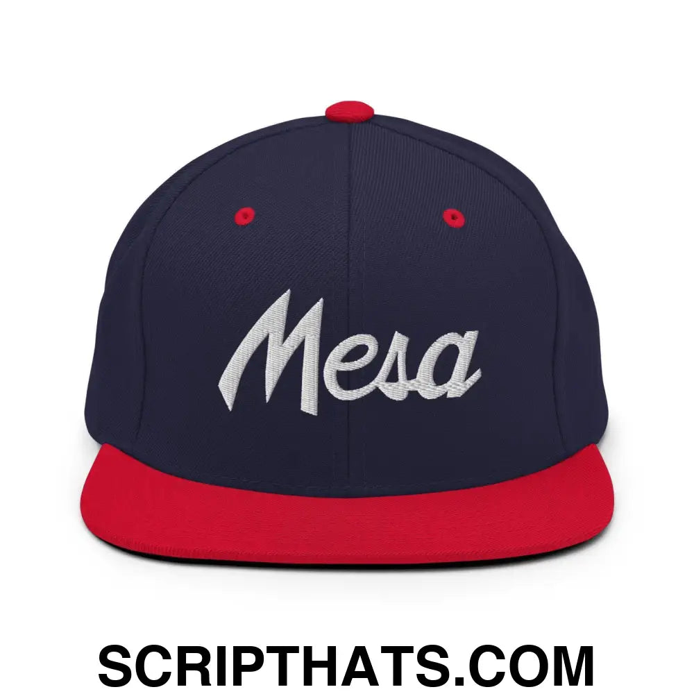 Mesa Script Snapback Hat Navy Red