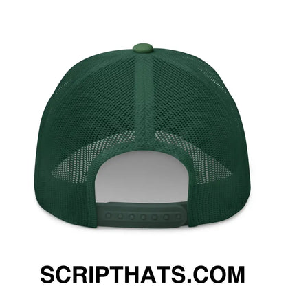 Mexicans Always Get Across Embroidered Mesh Trucker Hat Evergreen