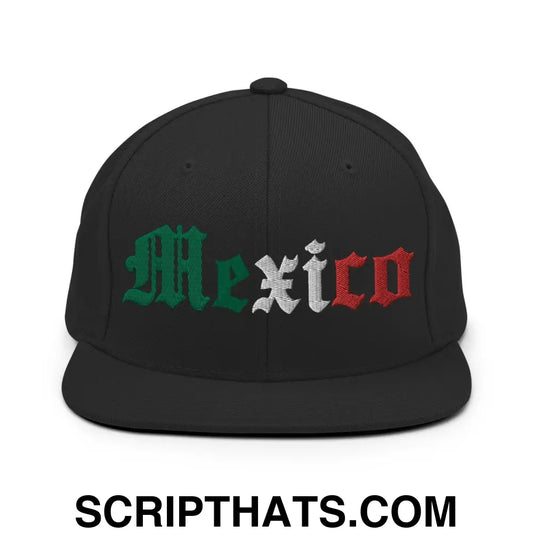 Mexico II Old English Snapback Hat Black