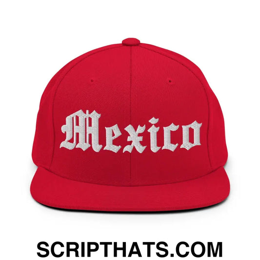 Mexico IV Old English Snapback Hat Red