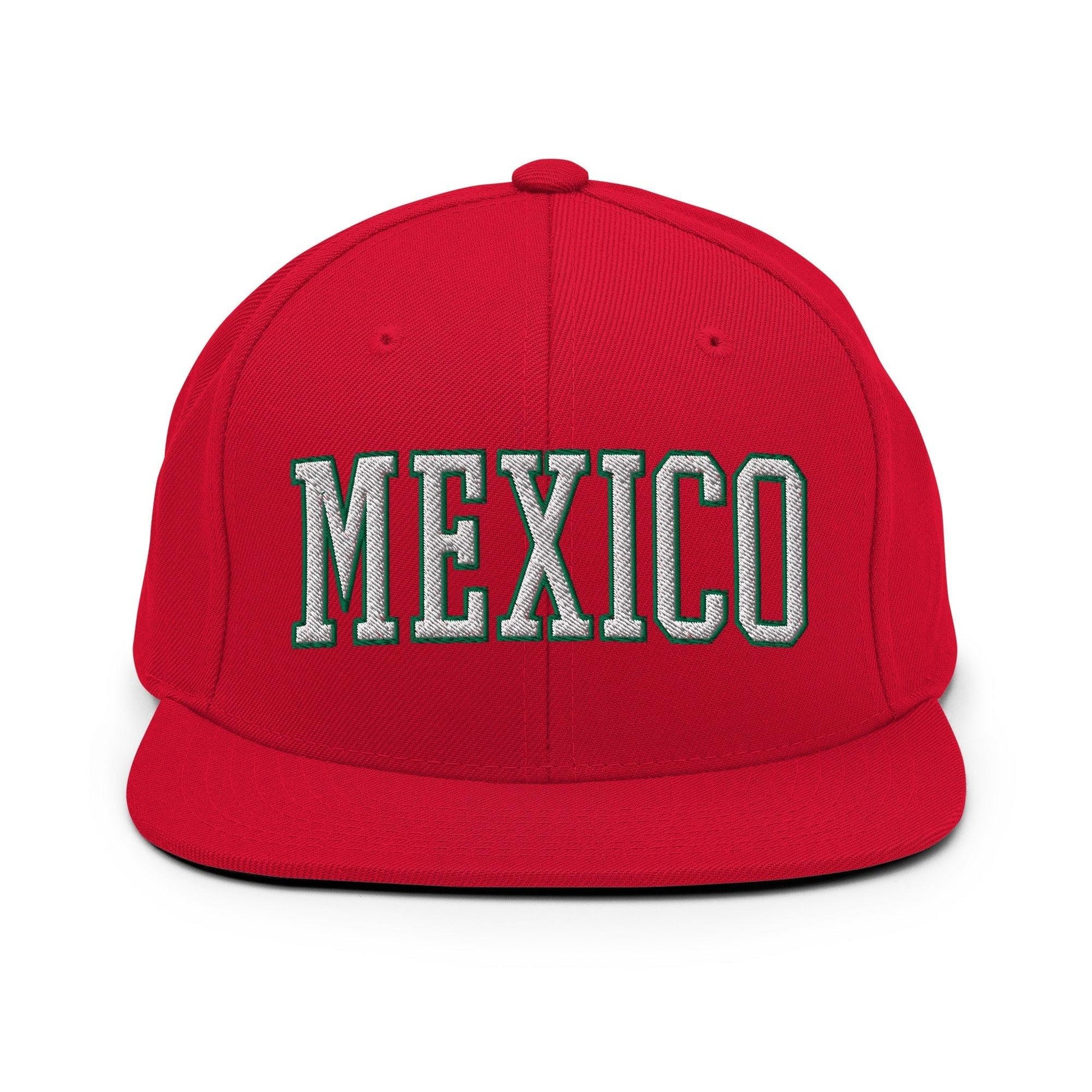 Mexico V Block Snapback Hat Red