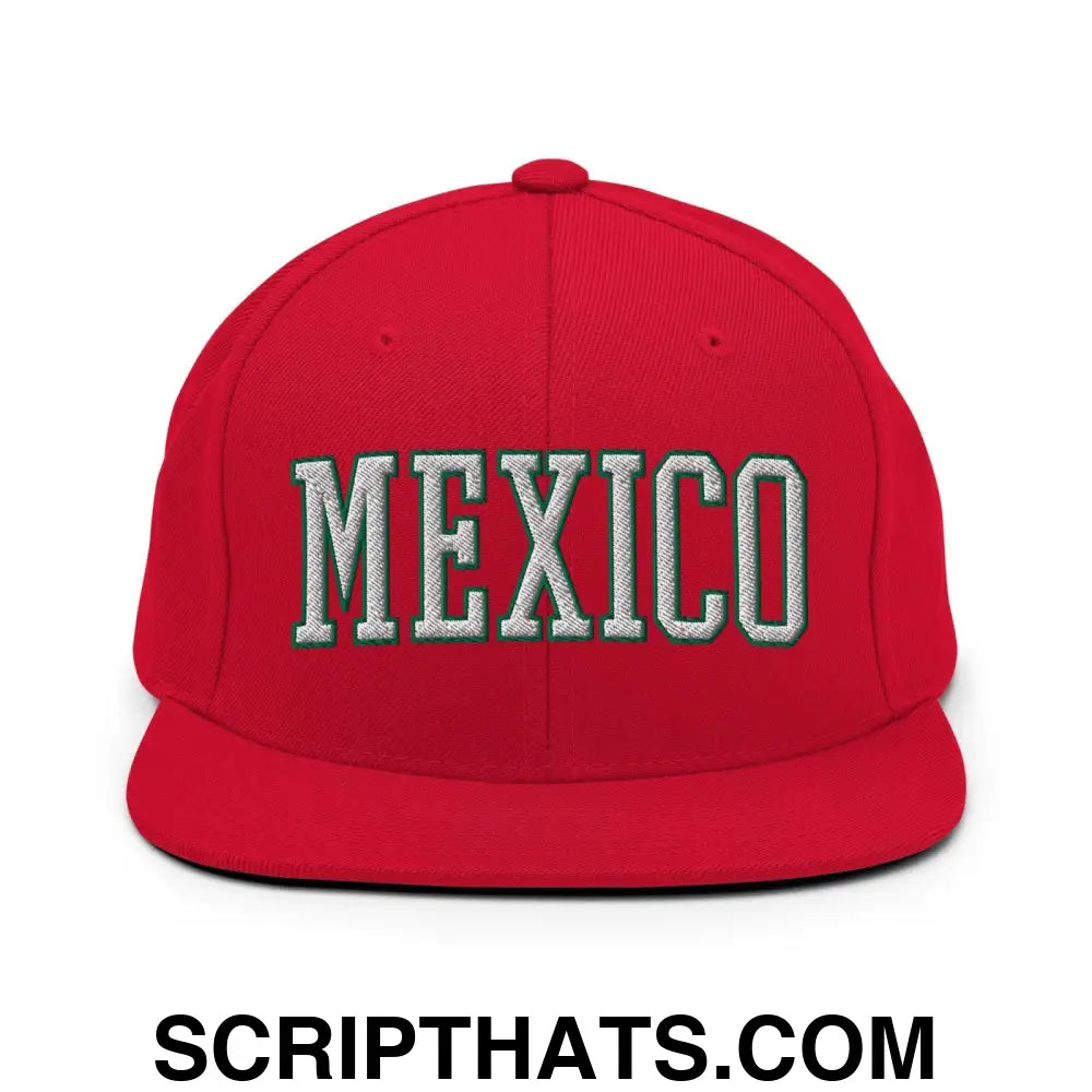 Mexico V Block Snapback Hat Red