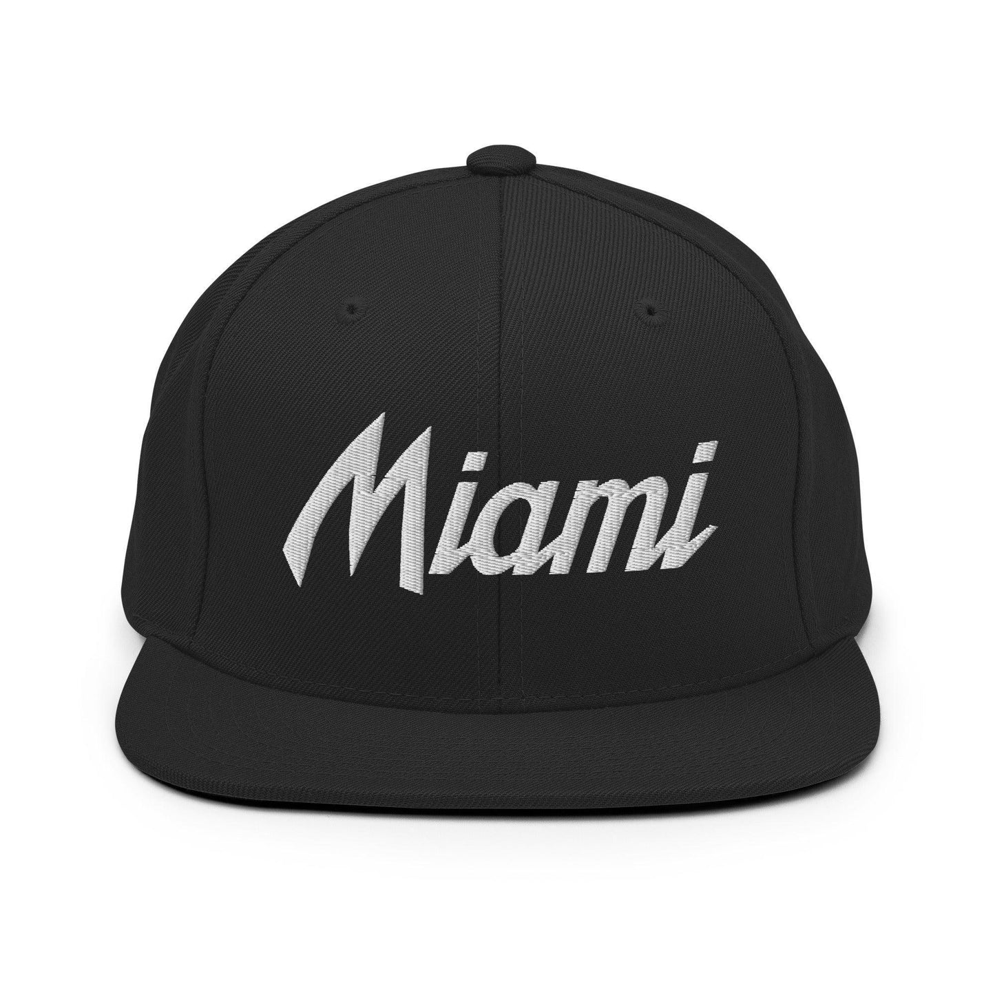 Miami Script Snapback Hat Black