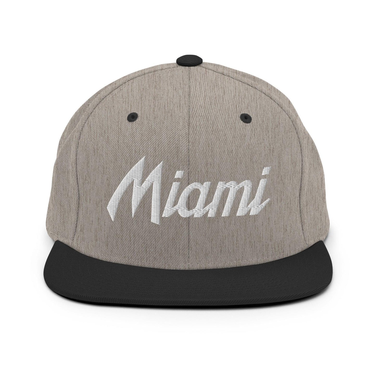 Miami Script Snapback Hat Heather Black