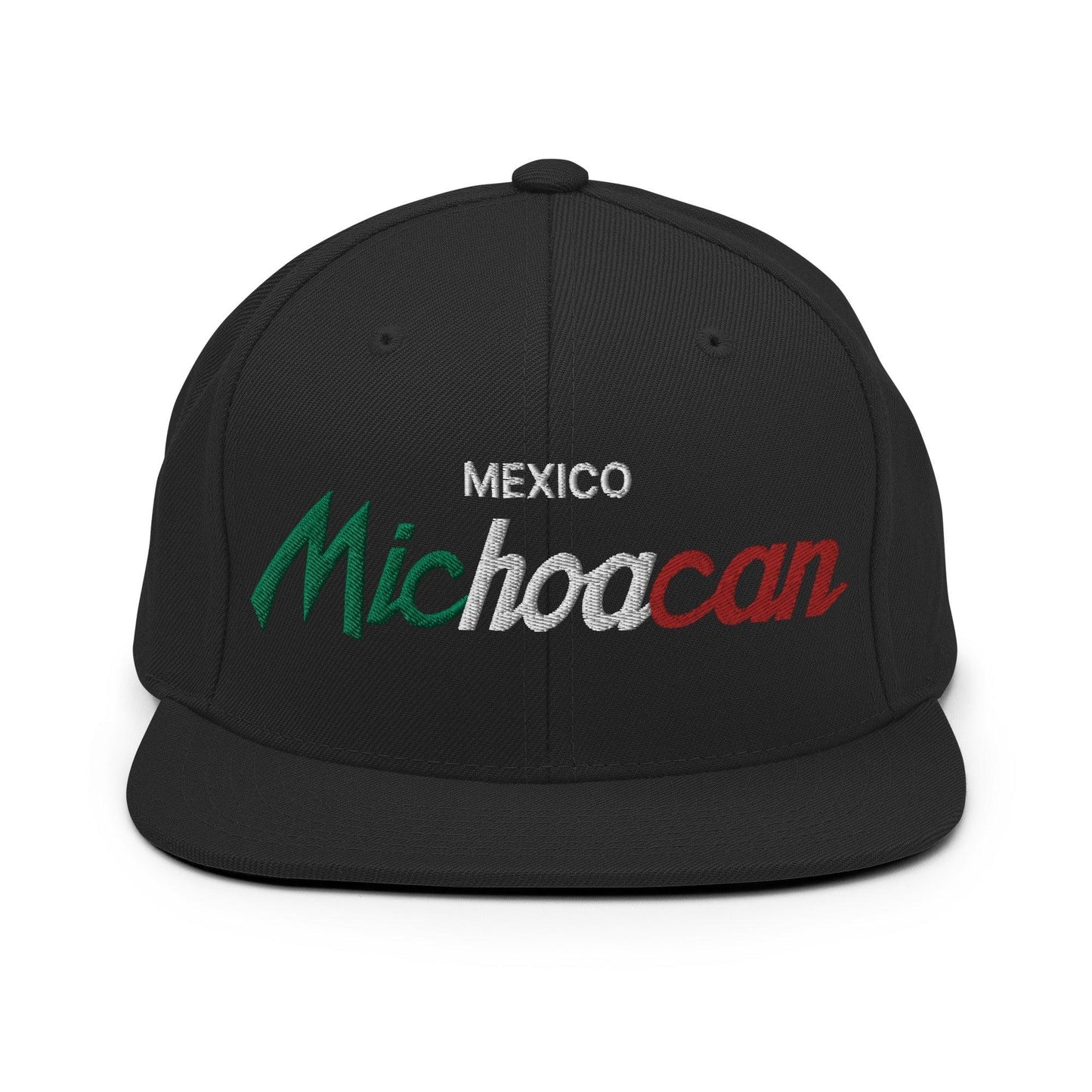 Michoacan Mexico Vintage Sports Script Snapback Hat Black