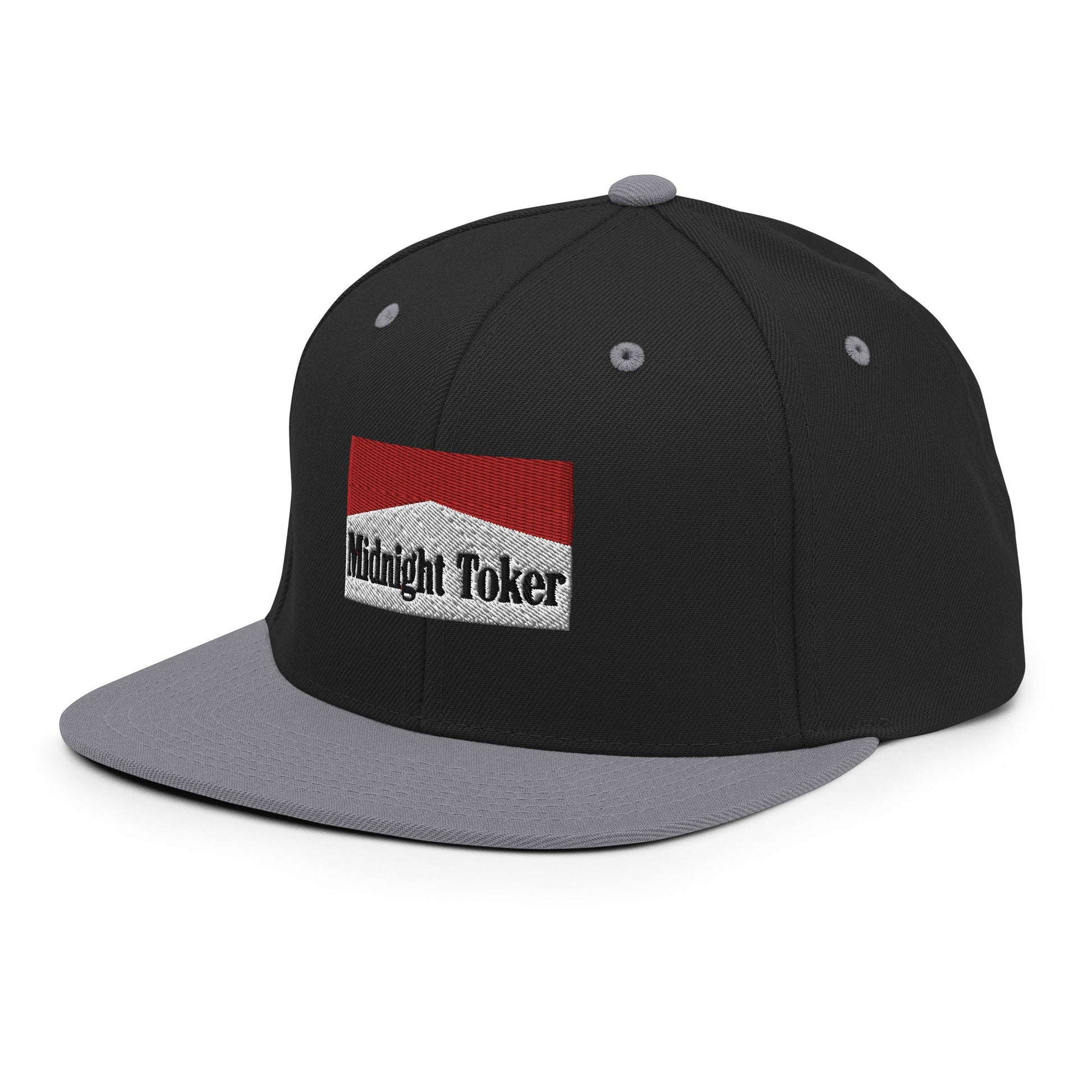 Midnight Toker Bill Brim Snapback Hat Black Silver