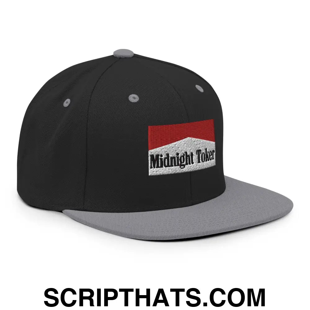 Midnight Toker Bill Brim Snapback Hat Black Silver