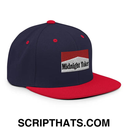 Midnight Toker Bill Brim Snapback Hat Navy Red