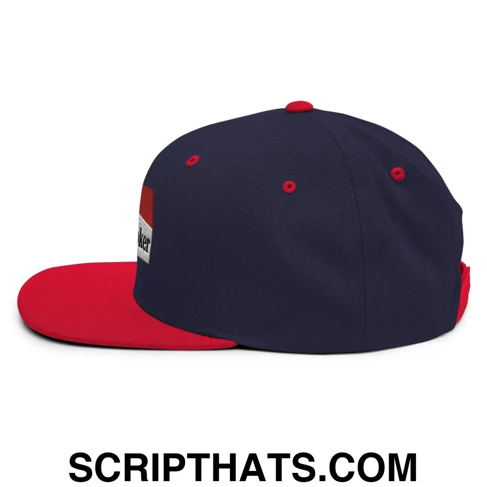 Midnight Toker Bill Brim Snapback Hat Navy Red