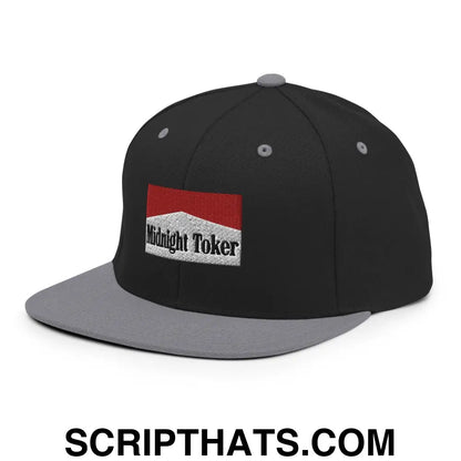 Midnight Toker Bill Brim Snapback Hat Black Silver