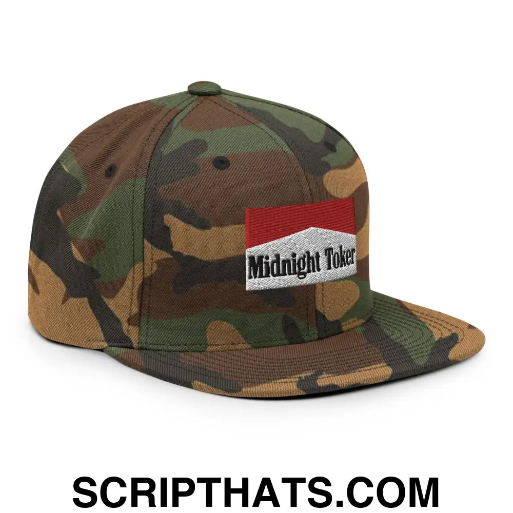 Midnight Toker Bill Brim Snapback Hat Green Camo