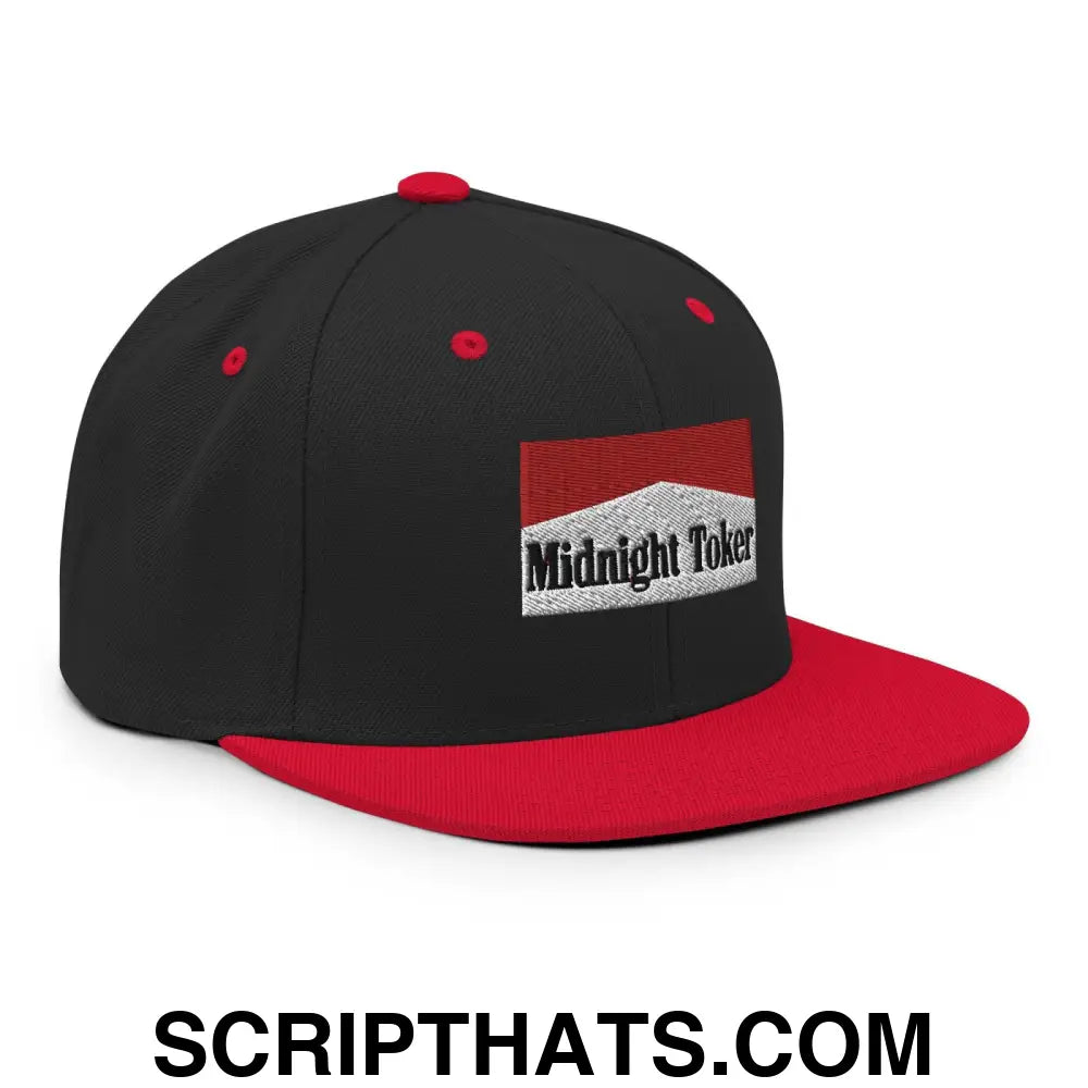 Midnight Toker Bill Brim Snapback Hat Black Red