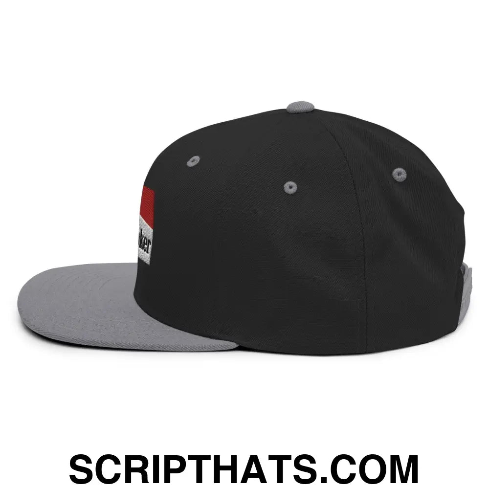 Midnight Toker Bill Brim Snapback Hat Black Silver