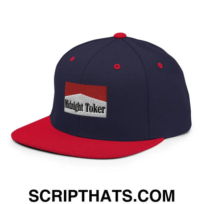 Midnight Toker Bill Brim Snapback Hat Navy Red