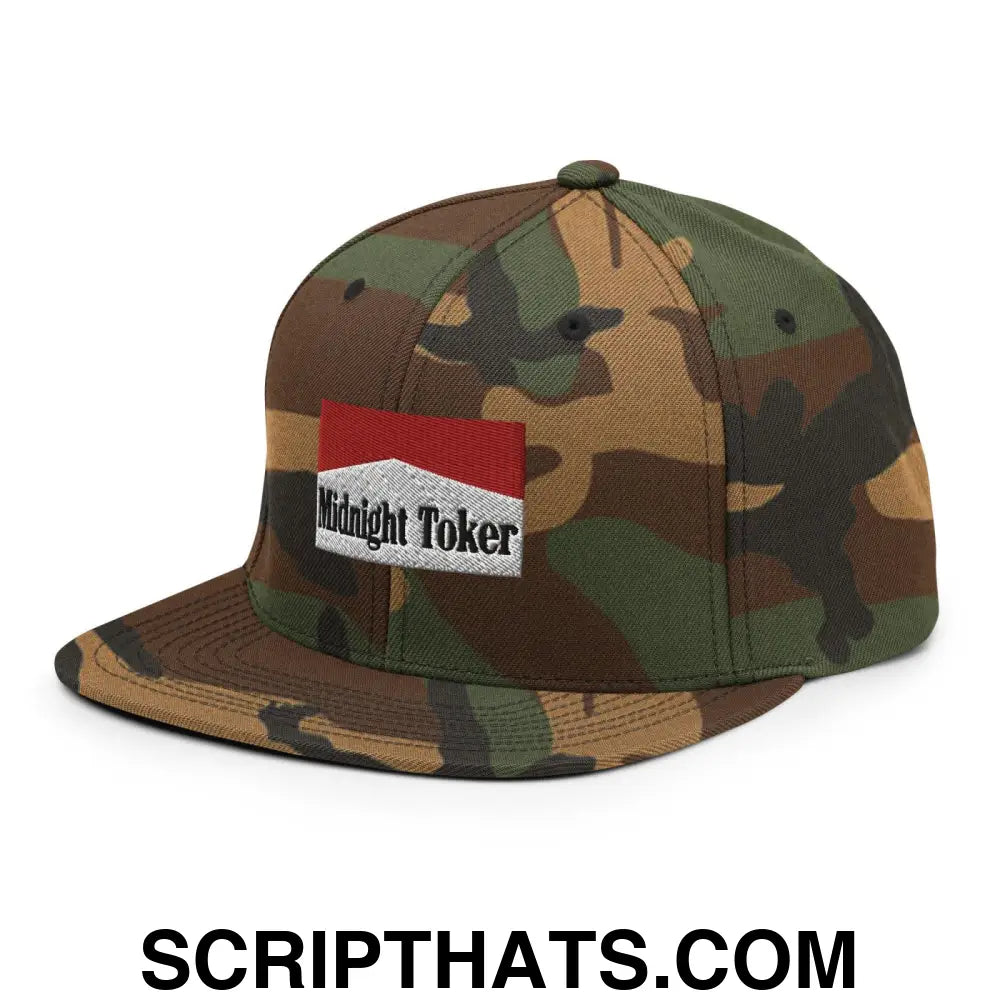 Midnight Toker Bill Brim Snapback Hat Green Camo